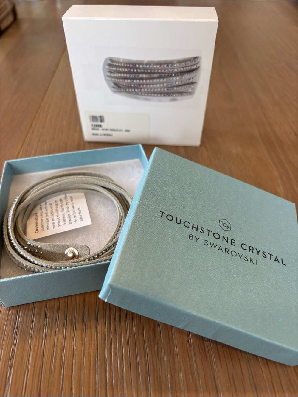 Touchstone Crystal by Swarovski Silver-Beige Multi-Strand Wrap Bracelet